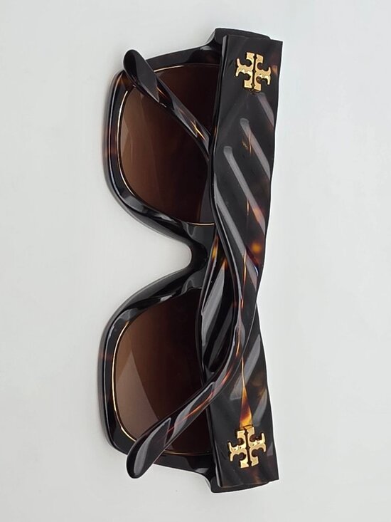 Tory Burch TY7180U Dark Tortoise Frame Brown Lens Oversized Cat Eye Sunglasses main image 4